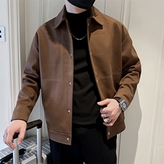 男新款呢子大衣秋冬妮子毛呢拼色宽松夹克外套A236-JK-5037-P135，男装夹克，电商A236