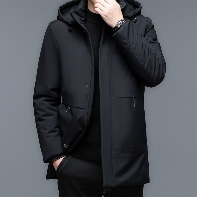 连帽羽绒服男加厚保暖上衣2023年新款冬季中年商务休闲爸爸装外套,男装羽绒服,电商B212（原钱塘6029）