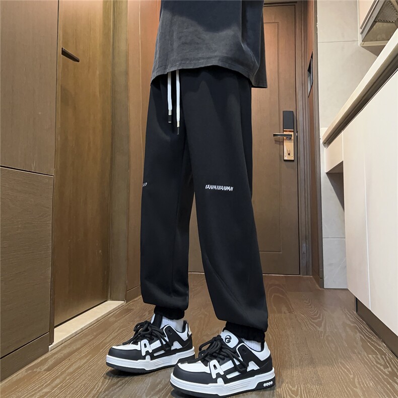 2025秋冬装华棉刺绣休闲裤宽松卫裤潮男K8766/特P35黑色5,男装休闲裤,电商A094