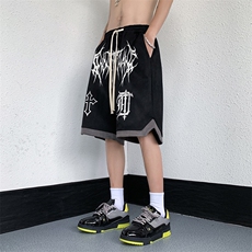 麂皮绒美式十字架印花休闲短裤男五分裤子B239-1506-P43控价59，男装休闲裤，星座514-2(原B239)