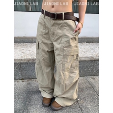 美式街头多口袋工装裤男女街舞复古宽松阔腿弯刀休闲裤MK1321P58，男装工装外套，星座1013-5