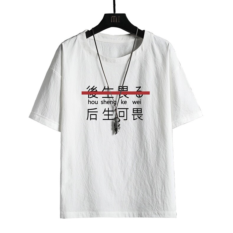 YT26028-P30亚麻短袖t恤男大码五分袖男宽松七分袖网格挂拍,男装T恤,电商A040A