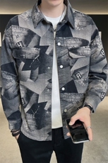 2023新款夹克外套男秋冬牛仔洗水大码宽松休闲外套jk808-p98，男装夹克，电商D303