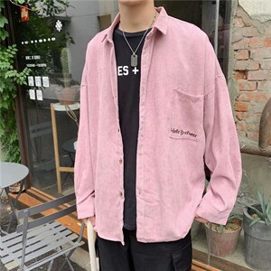 春秋季灯芯绒长袖衬衫男加肥加大日系韩版潮流宽松外套 W1129-P38图片