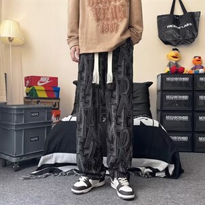 痞帅裤子男直筒垂感潮牌嘻哈高街ins百搭潮流宽松休闲裤ZK92-P35图片