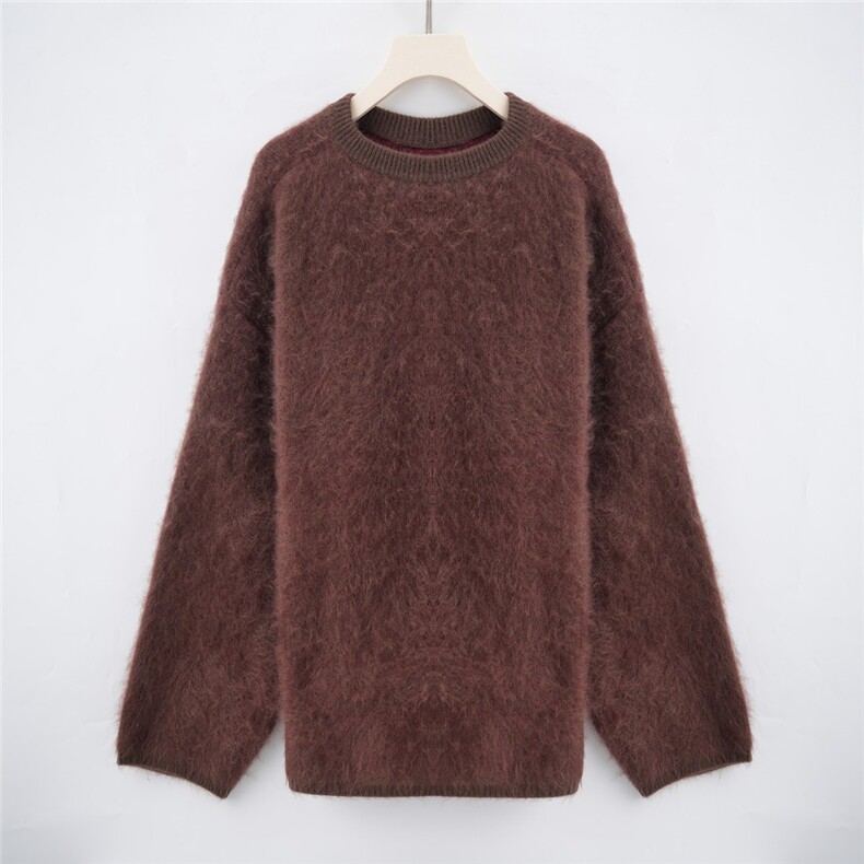 2025年秋季时尚百搭通勤简约休闲空气层拉毛套衫，女装羊毛衫，绒崒