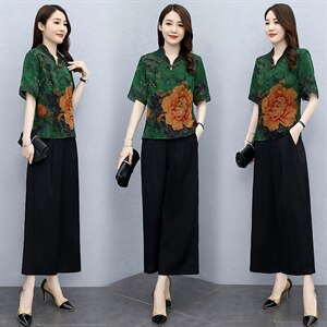 2021夏季新款简约优雅时尚气质复古文艺舒适两件套,女装套装/套裙,然然