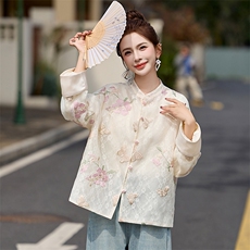 新中式国风刺绣外套女春秋轻奢高级感小个子减龄小香风防晒衣上衣，女装短外套，依如秀(原杭风阁)