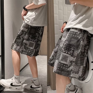 潮时尚潮牌宽松型碎花夏季男休闲裤直筒青春流行五分裤DK27-P23图片