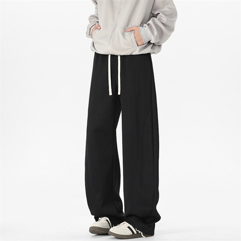 特批P30无差价秋季港风设计感弯刀裤中性潮流大码拖地阔腿裤K1954，男装休闲裤，电商A001