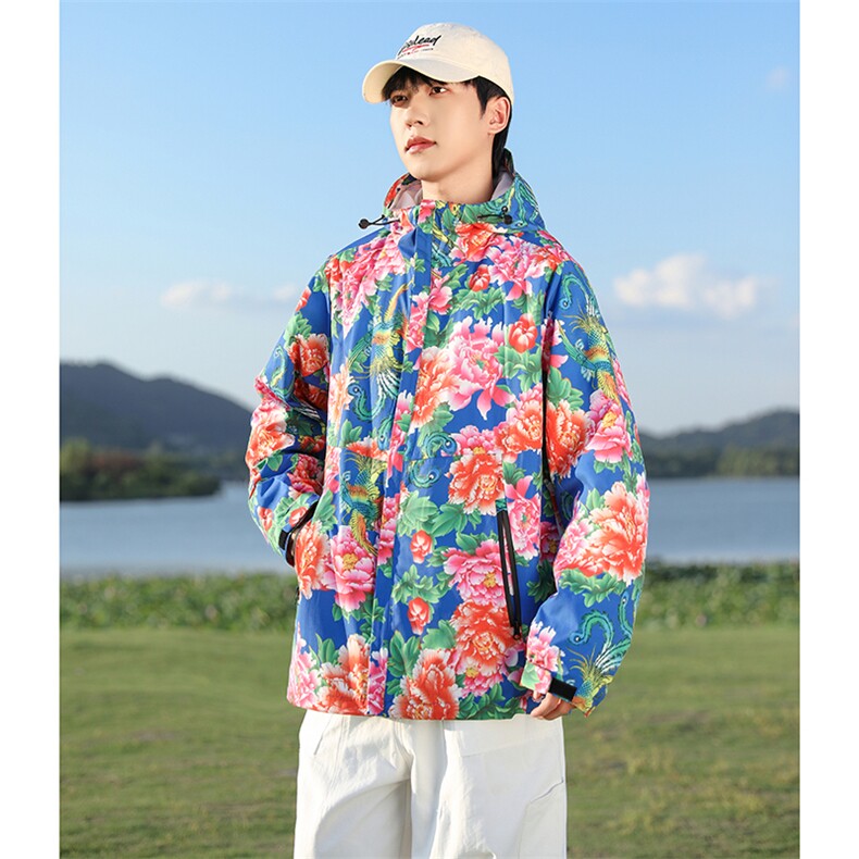 CF2男女休闲连帽夹克冲锋衣防雨水情侣装大码旅游户外团队表演出,男装夹克,星座115A(原星座507）