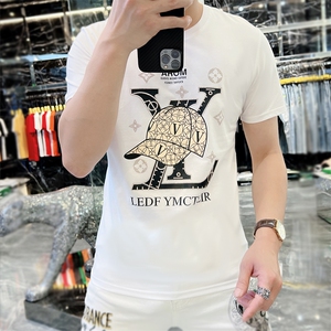 新款时尚高端精品欧货夏季男T恤短袖潮流抖音A227B-A-713-P45图片