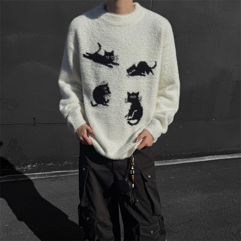 2025秋冬毛衣猫咪情侣品质马海毛毛衫（貂毛质感）AM03-P60控88，男装针织衫/毛衣，星座405-3