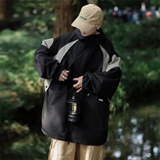 轻户外机能连帽冲锋衣外套男女同款撞色拼色工装夹克上衣YT83，男装夹克，星座1116A-1（原606A）