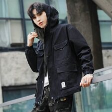 男士夹克连帽工装宽松青年休闲2021春秋季外套DS489T，男装夹克，电商A102