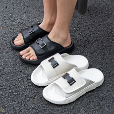 X5005-p135男士拖鞋夏季新款外穿一字拖凉鞋魔术贴真皮沙滩鞋男，男鞋凉鞋，星座1407-3