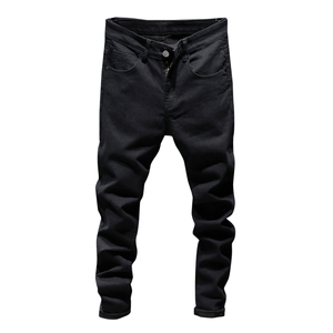 男士黑色长裤紧身牛仔裤潮牌修身加厚小脚裤韩版潮流裤子K102-P40图片