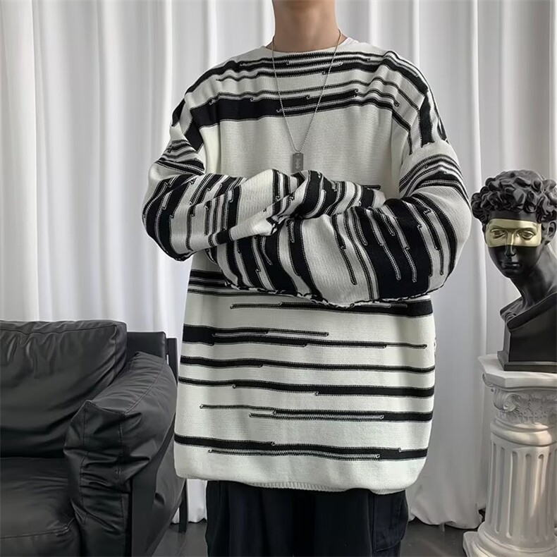 美式街头设计感圆领毛衣男慵懒风休闲针织衫AM40P35,男装针织衫/毛衣,星座1116-2