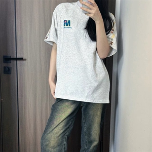 解构设计万针全刺绣工艺280克重磅高品质美式高街短袖T恤特33图片