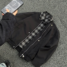 2025春季新款美式街头假两件拼接撞色夹克外套男生现货W8535-P65，男装夹克，星座512-4
