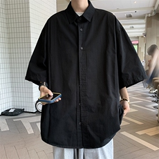 A553-P30夏季潮流ins标准翻领衬衫男新款文艺百搭纯色潮简约，男装衬衫，星座512-6