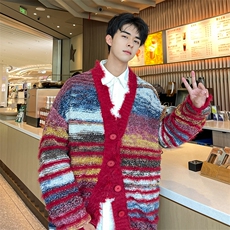 秋季新品设计师自制渐变毛衣男宽松美式针织，男装针织衫/毛衣，星座716-2