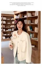 法式气质千金风短夹克白色立体花朵小香风外套女秋季，女装短外套，浙宝B116