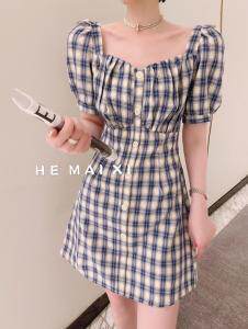 夏季新款格子裙，女装，HEMAIXI 和麥熙