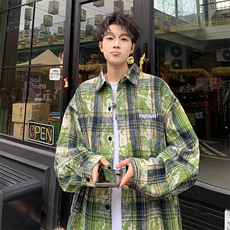 衬衫男秋季新款港风宽松大码扎染长袖衬衣CS3098-特P30，男装衬衫，星座214-3