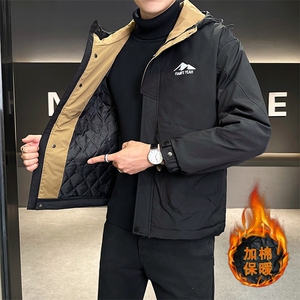JK1601-P98 秋冬加棉加厚休闲商务男士外套新款连帽棉衣图片
