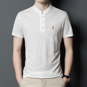 2023新款夏装冰丝短袖t恤男中老年人衣服夏季中年男装上衣polo衫图片