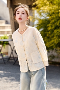 开春轻薄外套女2025新款独特漂亮新中式国风短款小香风白色防晒衣图片