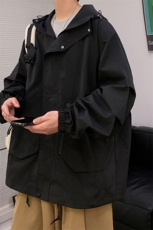 JK8107/P75春装现货冲锋衣男女美式工装外套连帽风衣宽松夹克，男装夹克，电商A141
