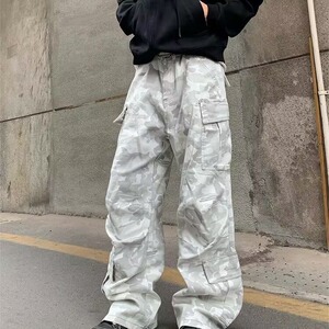 秋季迷彩多口袋工装裤男宽松复古机能高街阔腿休闲长裤L83588-P60图片