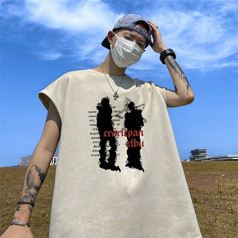 量大优供视频得物直播品230克夏季麂皮绒背心无袖T恤BJ279,男装背心/马甲,电商A486