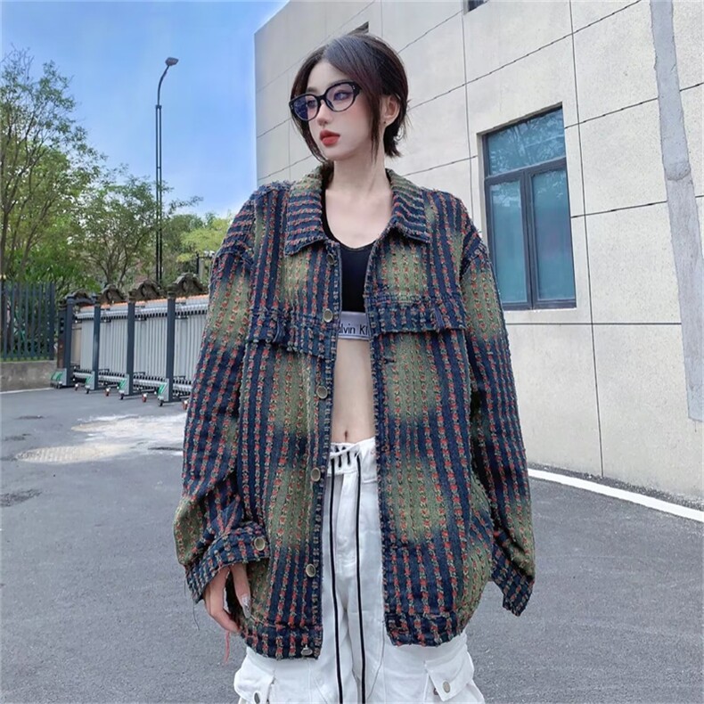 hiphop欧美高街做旧扎染外套男女街头潮流嘻哈宽松夹克JK067-P85图片