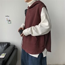 日系港风针织背心宽松休闲ins潮毛线卫衣连帽马甲情侣H204/P50，男装背心/马甲，电商A221A