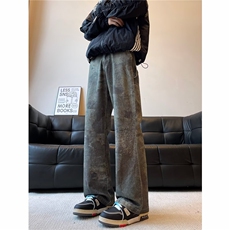 【有货】DN8017-P55美式vibe迷彩裤子男士做旧微喇牛仔裤潮牌裤，男装牛仔裤，星座603-2