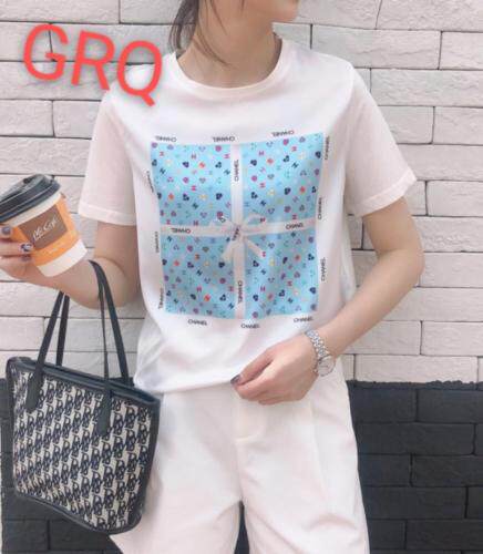 （现货）夏季新款高弹牛奶丝印花面料T，女装，格瑞琪