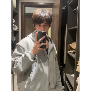 自家图，博主风cleanfit垫肩设计感双拉链卫衣男解构风WYB05-P58图片
