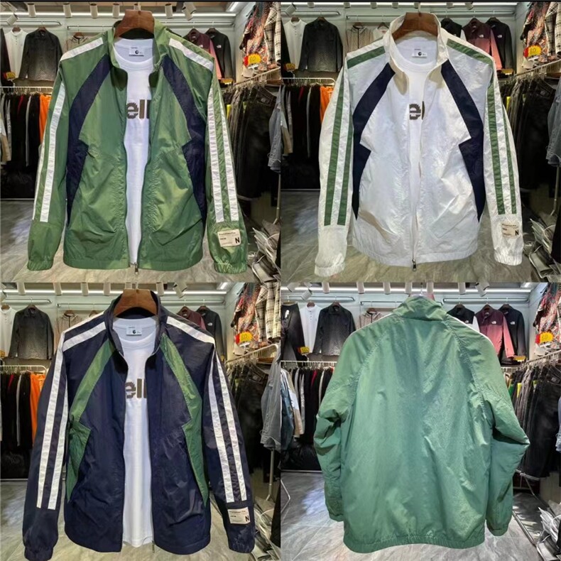 1506-1/J76251/P55薄款拼接撞色立领夹克男潮流情侣款条纹宽松图片