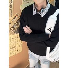 浅灰色圆领毛衣男款秋冬美式慵懒高级感针织衫内搭打底衫M5020，男装T恤，星座1116A（原606A-3）