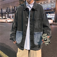 大码S-3XL新款秋冬季高街复古牛仔夹克大口袋拼接外套W2196-P56，男装夹克，星座512-4