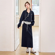 欧货休闲运动卫衣套装裙女2025春季新款超火小个子时尚百搭两件套，女装套装/套裙，依如秀(原杭风阁)