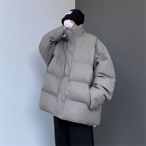 F41-P822024冬季PU皮面包服外套男士美式潮牌宽松加厚羽绒棉服,178很瘦的男士穿搭图片