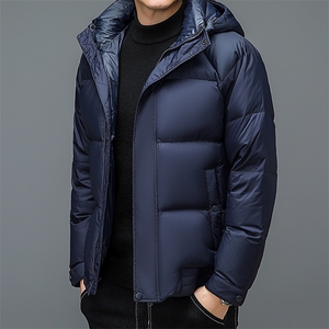 2023新款男士商务休闲羽绒服冬季中年连帽加厚保暖上衣男装外套图片