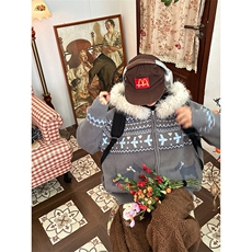 重磅北极绒座山雕毛衣外套冬美式复古休闲慵懒风大毛毛领针织开衫，男装针织衫/毛衣，电商A486