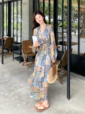 法式复古碎花连衣裙女夏季新款度假风森系小众收腰显瘦气质长裙子，女装连衣裙，浙宝210（原浙宝191）