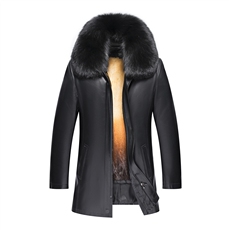 皮衣新款2025男士秋翻领加绒皮夹克皮毛一体狐狸毛领兔毛，男装夹克，星座715-3