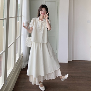 夏装新款甜美气质小香风花边半身裙两件套2C135-6895P145K218图片